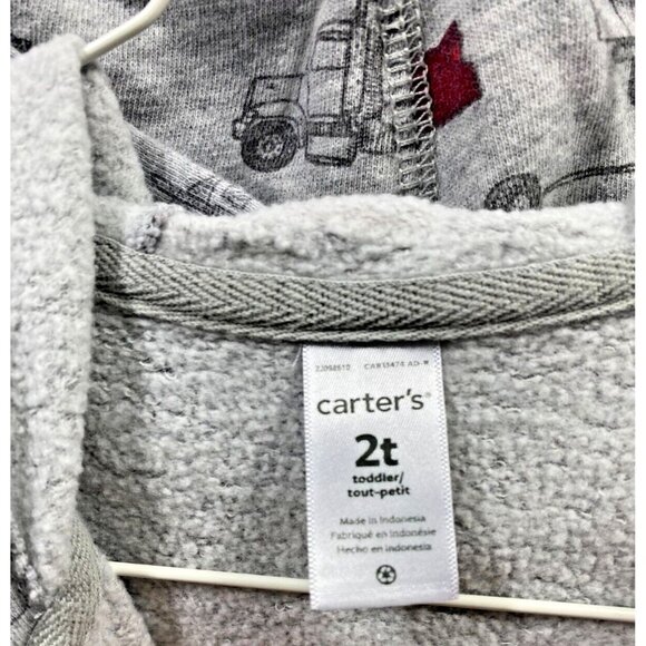 Carters 2pc Sweat Suit Gray W/ Cars & Trucks Boys Automobile Comfy Size 2T - Picture 8 of 10